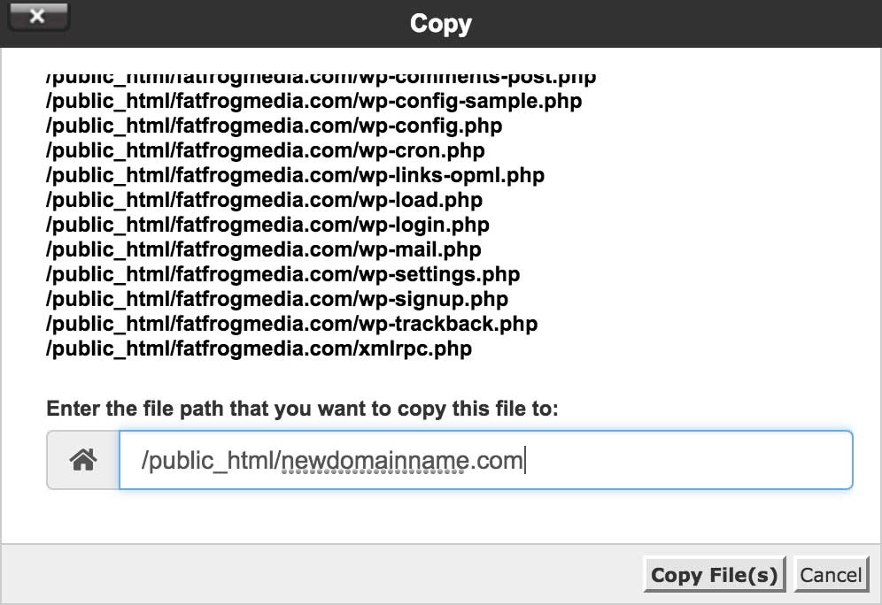 Copy files to new domain folder