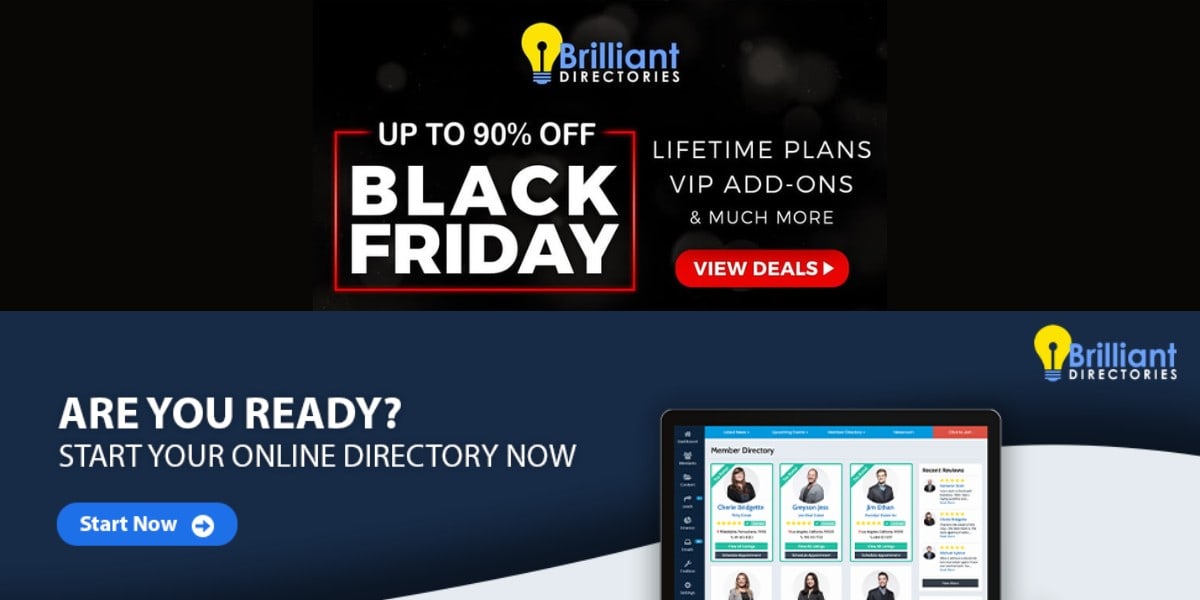 Black Friday sale for online directory platform.
