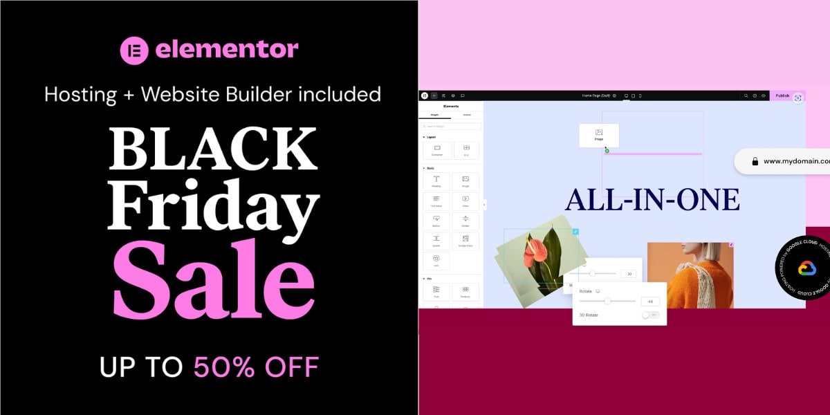 Elementor Black Friday Sale and Website Builder Ad