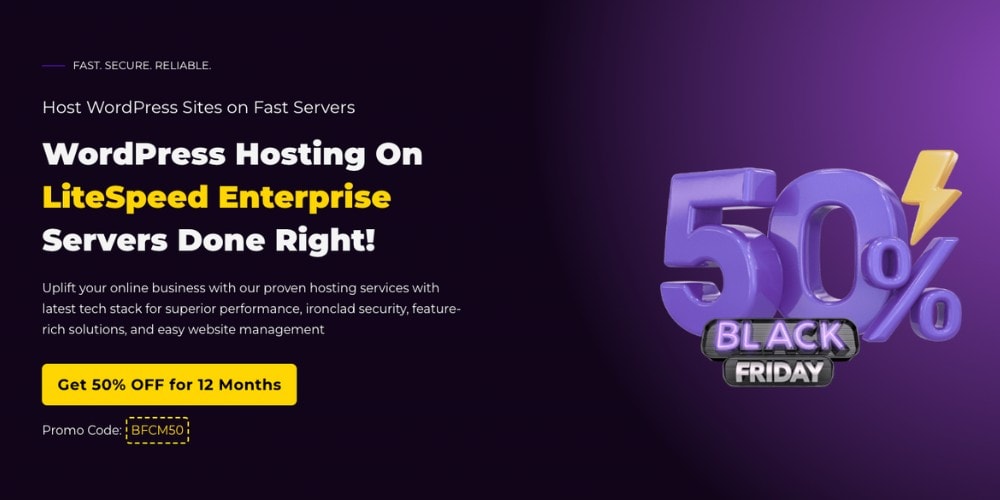 Black Friday 50% off WordPress hosting offer