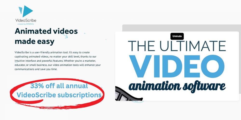33% off annual VideoScribe subscriptions offer