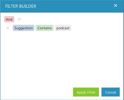 filter builder for keyword suggestions in rankactive