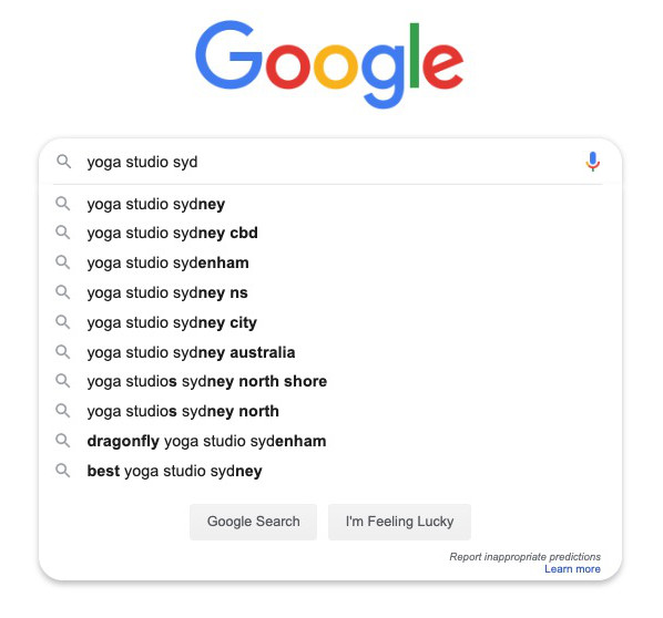 autocomplete in Google