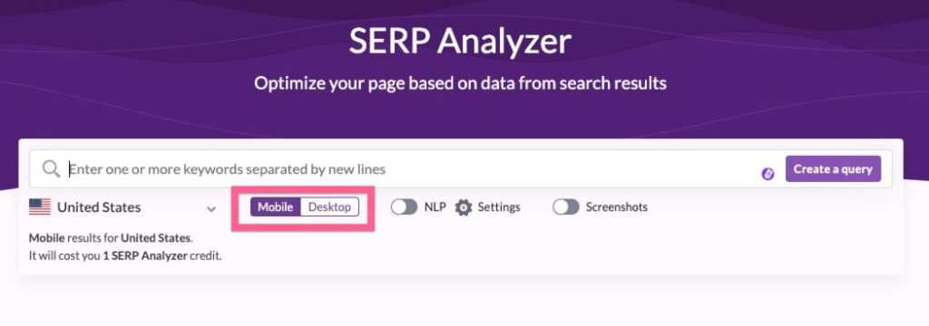 Seo Surfers Serp Analyzer With Mobile And Desktop Selector