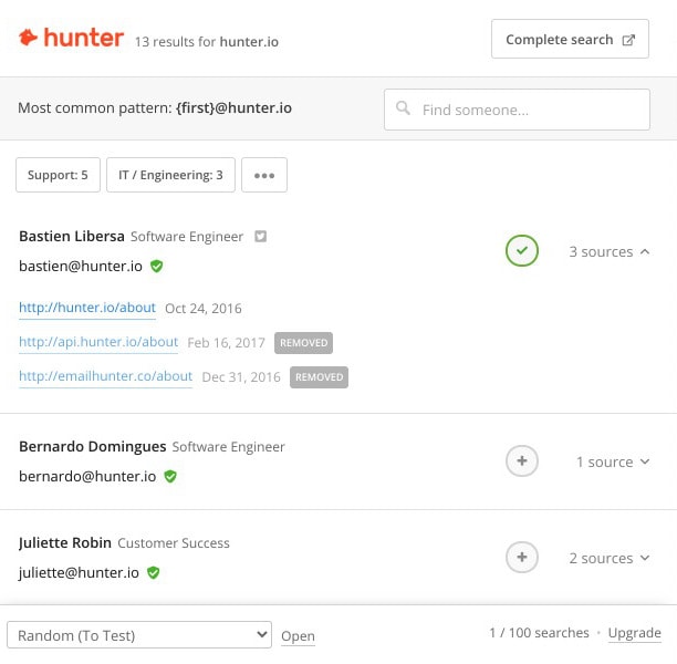 Hunter Email Finder Tool For Chrome