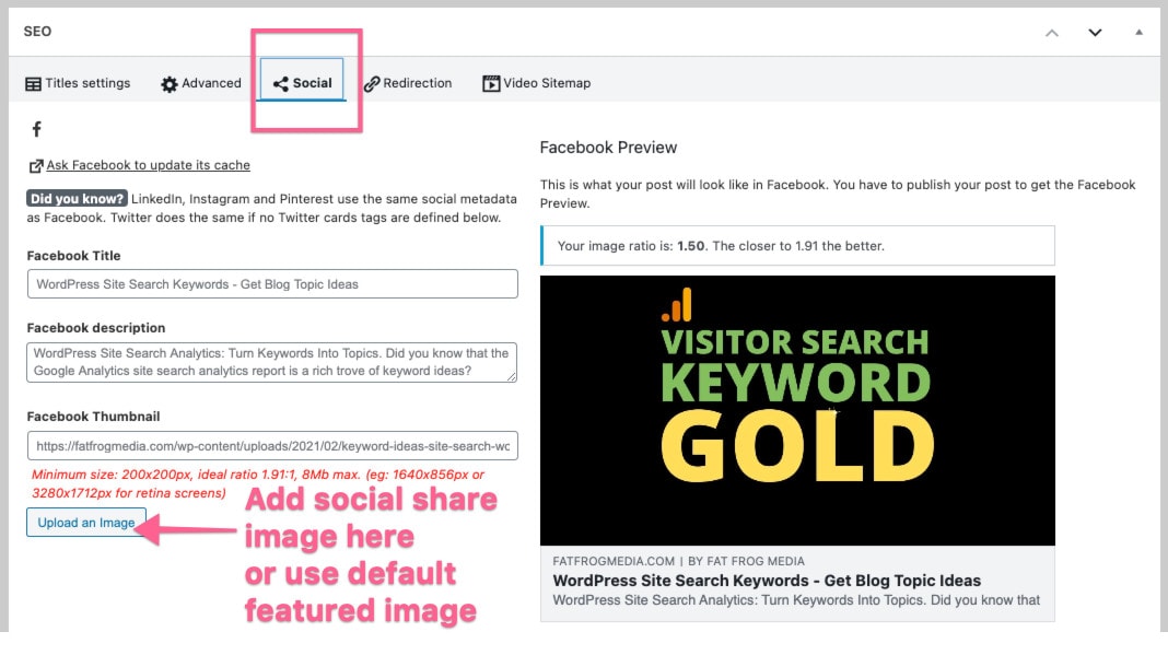 specify social share image in seo tool