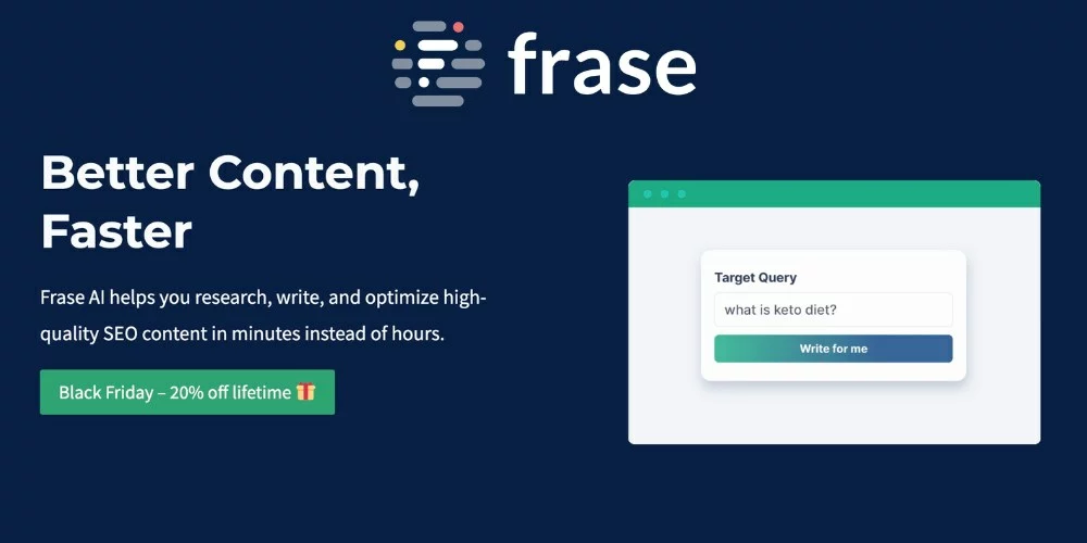frase ai content writing software black friday discount