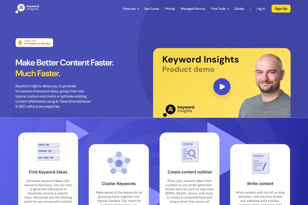 Keyword Insights research content platform screenshot