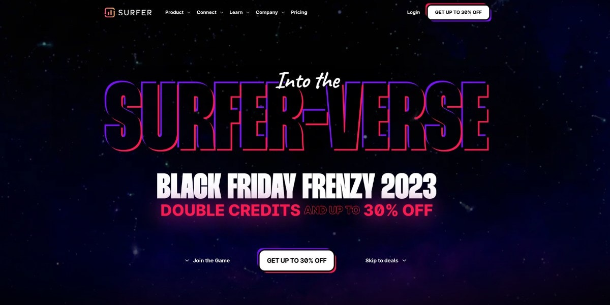 Black Friday Sale Promo Ad for Surfer-verse with Discounts