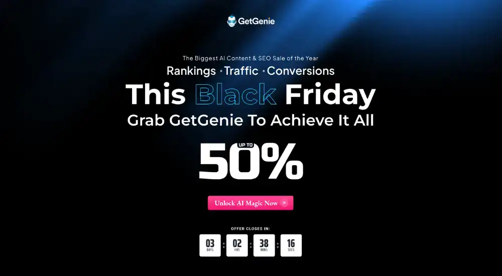 GetGenie Black Friday Sale, Up to 50% Off