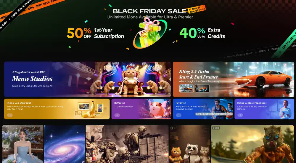 Black Friday sale banner with discounts and offers.