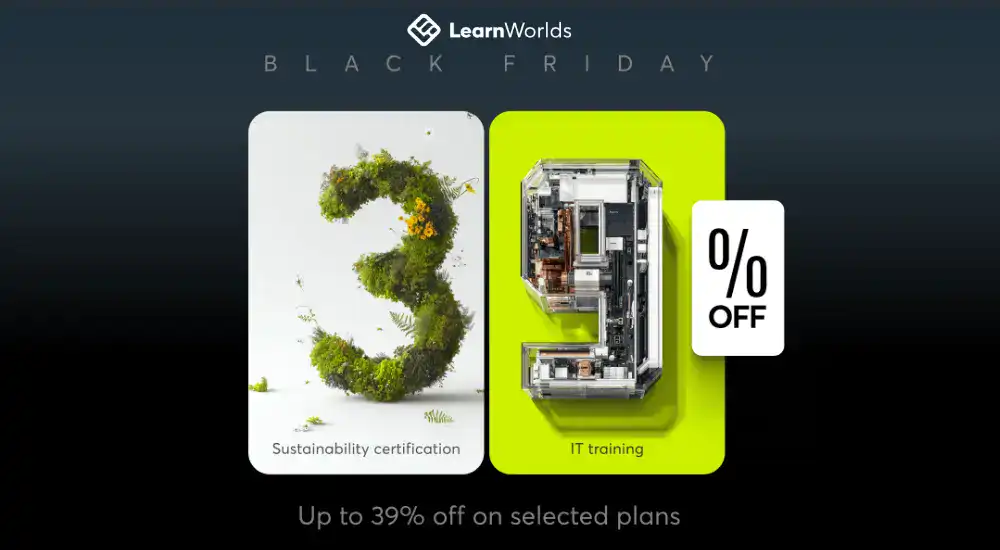 Black Friday sale, up to 39% off courses.