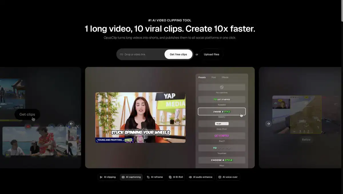 OpusClip AI tool for viral video creation.