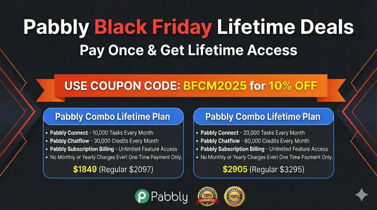 Pabbly Black Friday Lifetime Deals, use code for 10% off.