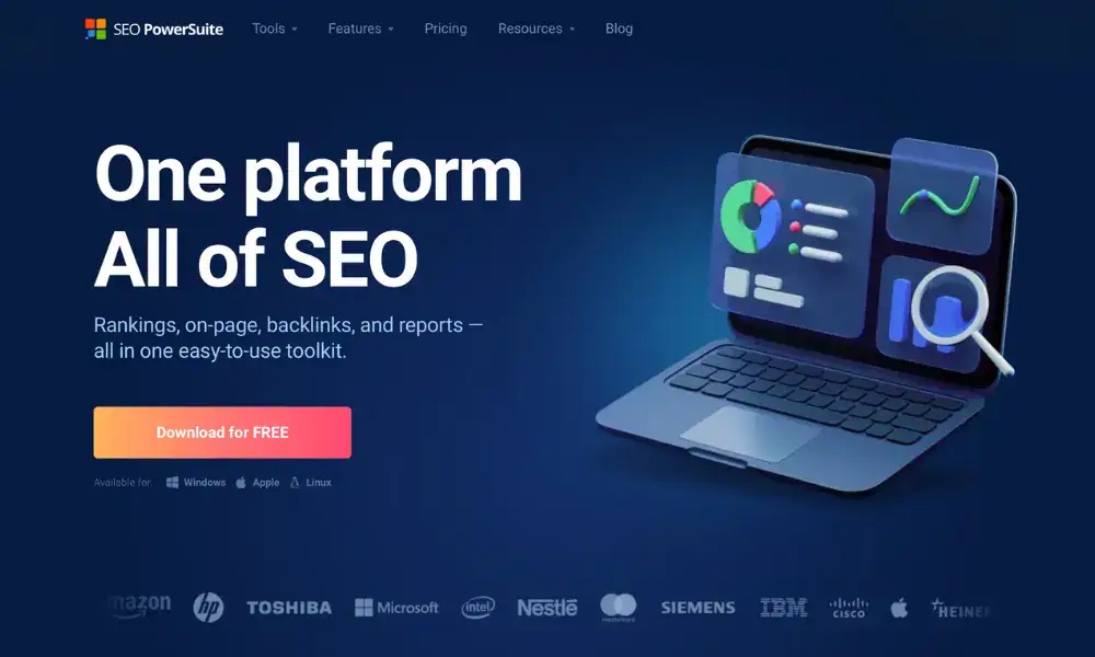 SEO toolkit interface on laptop screen
