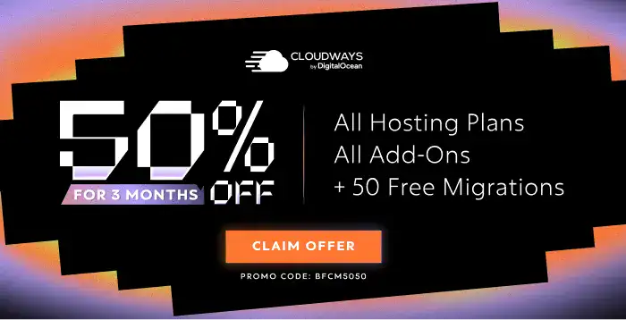 50% off Cloudways Plus Free Migrations offer