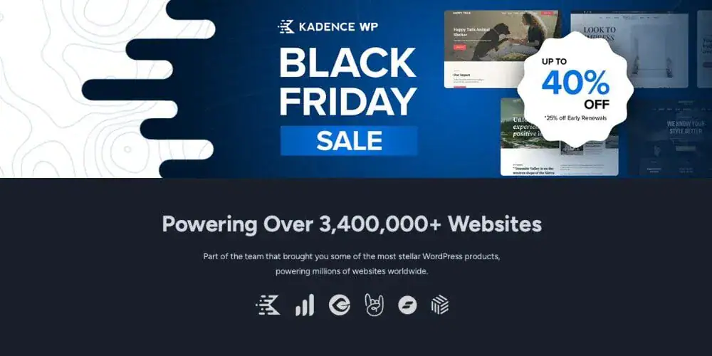 Kadence WP Black Friday sale, up to 40% off.