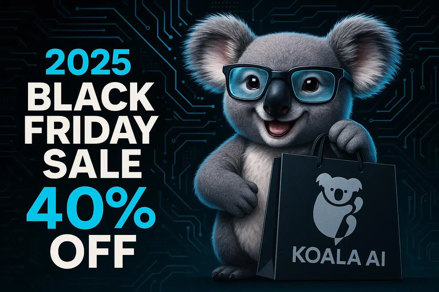 Koala promoting 2025 Black Friday 40% off sale.