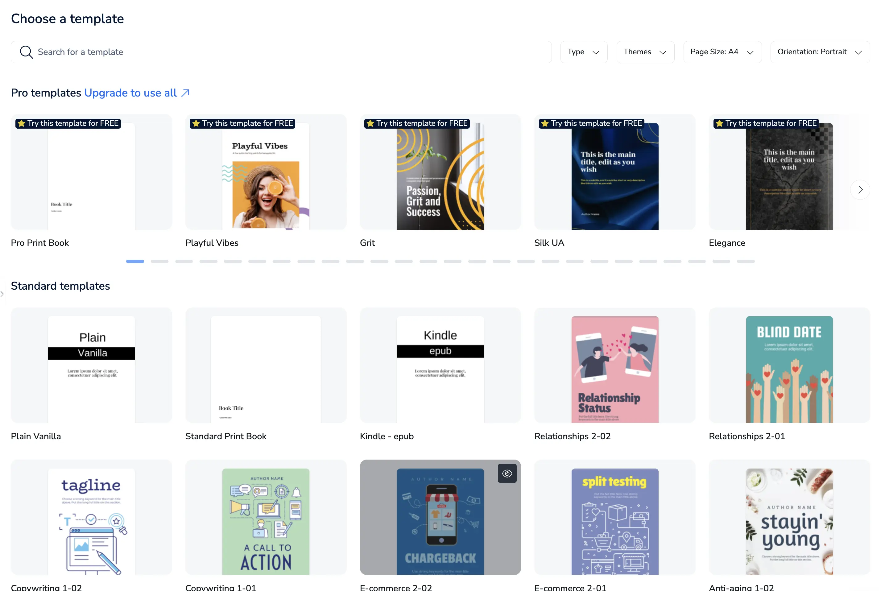 Designrr WordGenie eBook templates screen